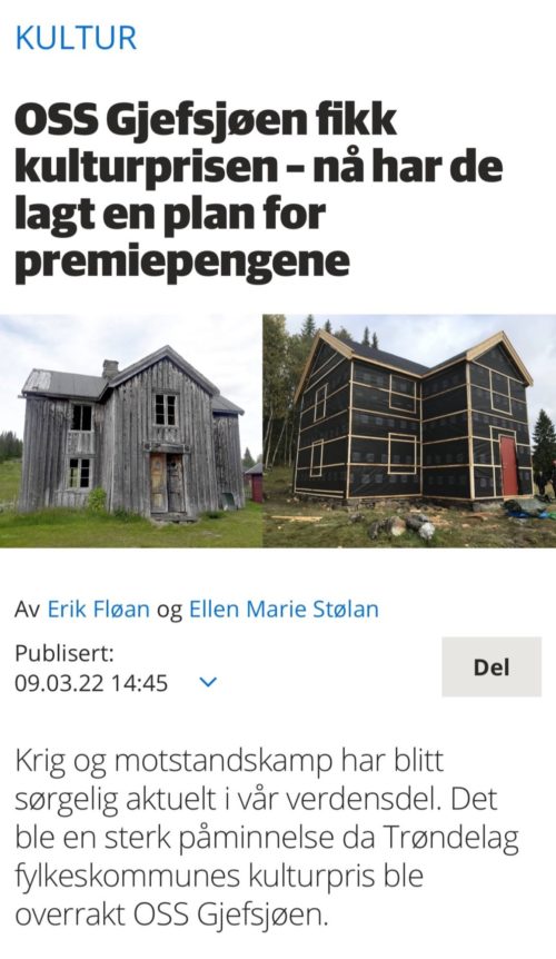 Trønderavisa - Kulturprisen til OSS Gjefsjøen